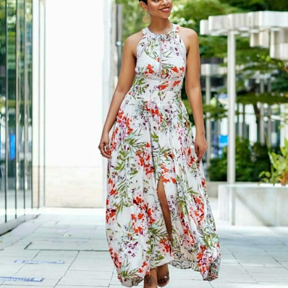 NEW! Anthropologie Abel the Label Floral Cut out Back Tie Maxi Dress, Size S - Picture 3 of 16